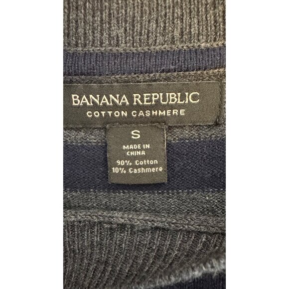 Banana Republic Small Striped Navy & Gray Sweater Cotton Cashmere Blend - Picture 3 of 16
